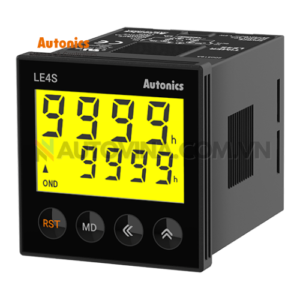 Mã sản phẩm: LE4S
 	Phương pháp hiển thị : LED 7 đoạn 7 đoạn LCD
 	Phương thức hoạt động : Đếm xuôi, Đếm ngược
 	Hoạt động ngõ ra : ON DELAY, INTERVAL, FLICKER, ON-OFF DELAY, OFF DELAY
 	Thời gian hoạt động : TÍN HIỆU ON START
 	Terminal : Phích cắm 8 chân
 	Nguồn cấp : 24-240VAC~, 24-240VDC