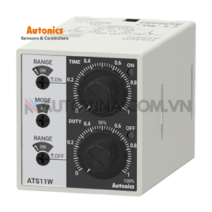 Mã sản phẩm: ATS11W-43
 	Phương thức hoạt động : Cài đặt thời gian
 	Hoạt động ngõ ra : FLICKER
 	Thời gian hoạt động : POWER ON START
 	Terminal : Phích cắm 11 chân
 	Nguồn cấp : 100-240VAC~50/60Hz, 24-240VDC
 	Ngõ ra điều khiển : Giới hạn thời gian DPDT (1c): 2 hoặc tức thời SPDT (1c): 1+Giới hạn thời gian SPDT (1c): 1 tùy thuộc vào chế độ hoạt động ngõ ra