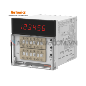 Mã sản phẩm: FM6M-2P4
 	Phương pháp hiển thị : 6 chữ số 4 chữ số
 	Phương thức hoạt động : Đếm xuôi, đếm ngược, đếm xuôi/ngược
 	Terminal : Terminal block
 	Nguồn cấp : 100-240VAC~ 50/60Hz
 	Nguồn cấp bên ngoài : Max. 12VDC  ±10% 50mA
 	Ngõ ra điều khiển_Relay : SPDT (1c): 1
 	Cấu trúc bảo vệ : IP20(bảng điều khiển phía trước)