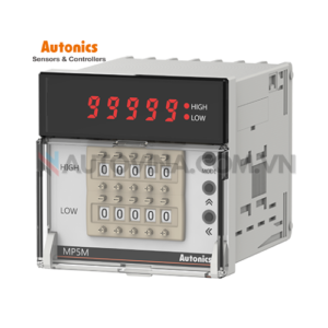 Mã sản phẩm: MP5M-42
 	Phương pháp hiển thị : 5 chữ số 4 chữ số
 	Chiều cao kí tự : 8mm
 	Dải hiển thị tối đa : -19999 đến 99999
 	Đo : 14 operation modes: Tần số, vòngs, Speed, Cycle, Time, Ratio, Density, Length measurement, Interval, Accumulation, Addition/Subtraction, etc.
 	Dải đo : 0.0005Hz đến 50kHz, 0.01 đến giá trị tối đa của mỗi dải thời gian, 0 đến 99999, -19999 đến 99999
 	Phương pháp ngõ vào : Ngõ vào điện áp (PNP), Không có ngõ vào điện áp (NPN)
 	Nguồn cấp : 100-240VAC~ 50/60Hz