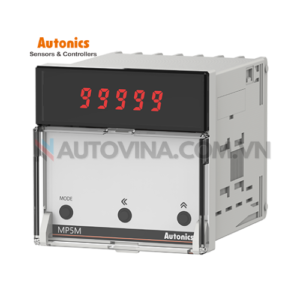 Mã sản phẩm: MP5M-4N
 	Phương pháp hiển thị : 5 chữ số 4 chữ số
 	Chiều cao kí tự : 8mm
 	Dải hiển thị tối đa : -19999 đến 99999
 	Đo : 14 operation modes: Tần số, vòngs, Speed, Cycle, Time, Ratio, Density, Length measurement, Interval, Accumulation, Addition/Subtraction, etc.
 	Dải đo : 0.0005Hz đến 50kHz, 0.01 đến giá trị tối đa của mỗi dải thời gian, 0 đến 99999, -19999 đến 99999
 	Phương pháp ngõ vào : Ngõ vào điện áp (PNP), Không có ngõ vào điện áp (NPN)
 	Nguồn cấp : 100-240VAC~ 50/60Hz